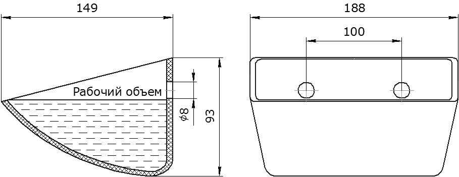 Ковш норийный полимерный Euro JET 18-140 чертеж