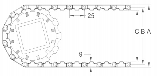 Модульная конвейерная лента S.25-100 чертеж