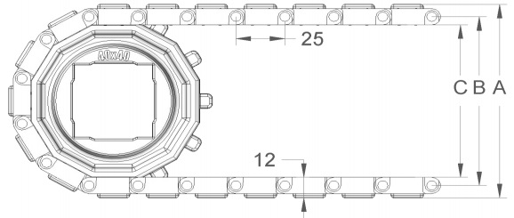 Модульная конвейерная лента S. 25-412 чертеж