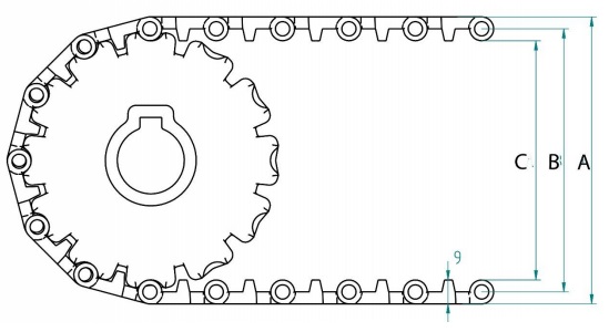 Модульная конвейерная лента S. 25-801 чертеж