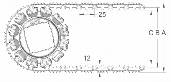 Модульная конвейерная лента S. 25-830 чертеж