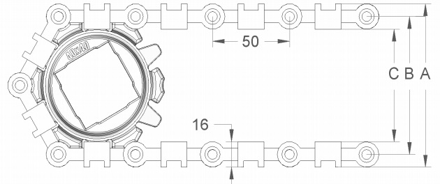 Модульная конвейерная лента S.50-300 чертеж