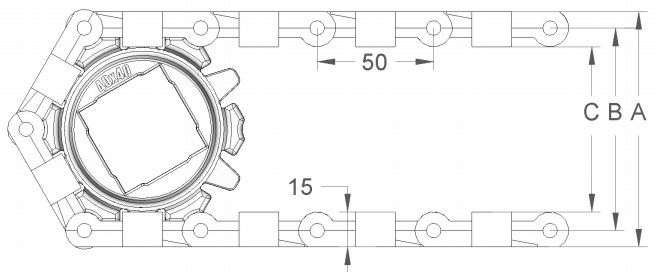 Модульная конвейерная лента S.50-600 F/2 чертеж