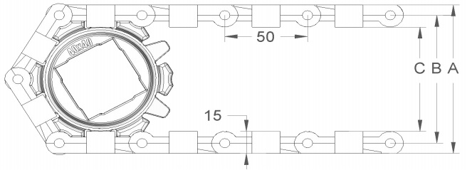 Модульная конвейерная лента S.50-606 чертеж