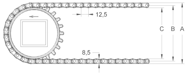 Модульная конвейерная лента S.12-401 чертеж