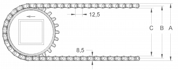 Модульная конвейерная лента S.12-406 чертеж