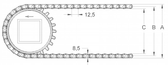 Модульная конвейерная лента S.12-448 чертеж