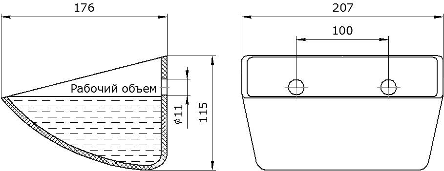 Ковш норийный полимерный Euro JET 20-165 чертеж