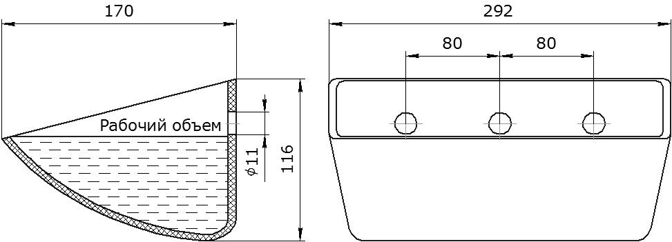 Ковш норийный полимерный Euro JET 28-165 чертеж
