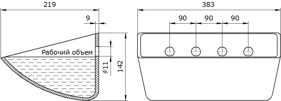 Ковш норийный полимерный Euro JET 37-215 чертеж