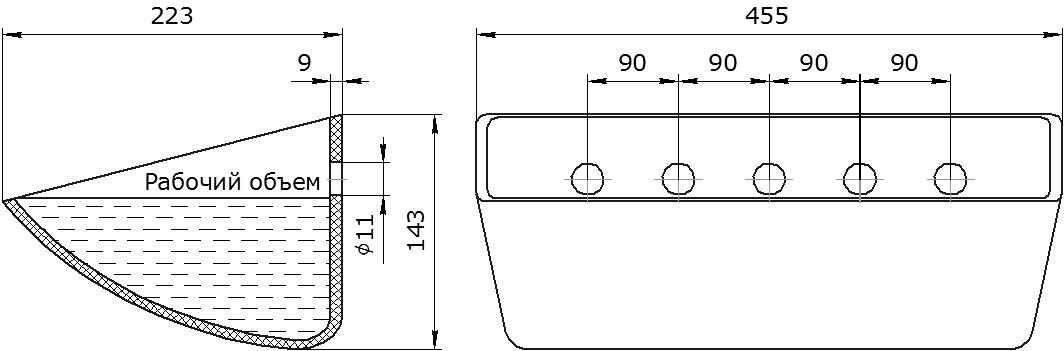 Ковш норийный полимерный Euro JET 44-215 чертеж