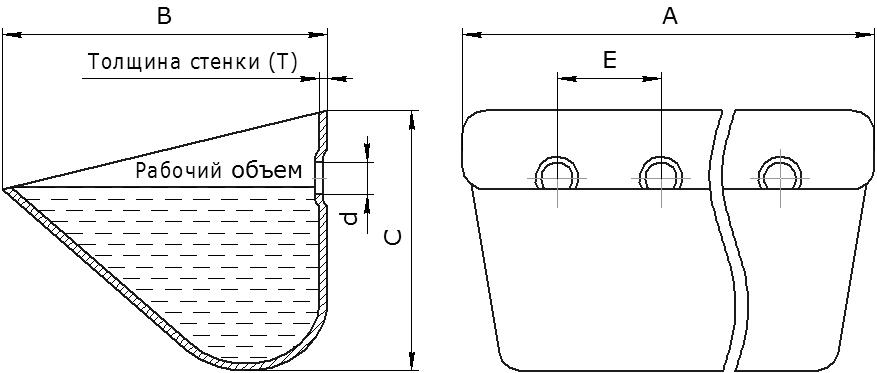 Ковш норийный металлический цельнотянутый тип JET