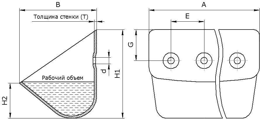 Ковш норийный металлический цельнотянутый тип ЦНК (DIN 15233)