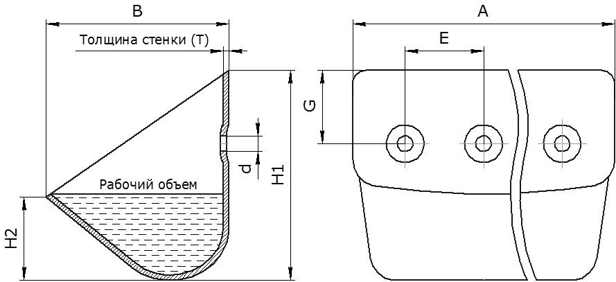 Чертеж ковша элеватора