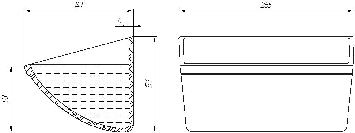 Ковш норийный полимерный CC-S 10х5 чертеж