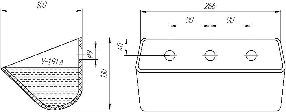 Ковш норийный полимерный D 10х5 чертеж