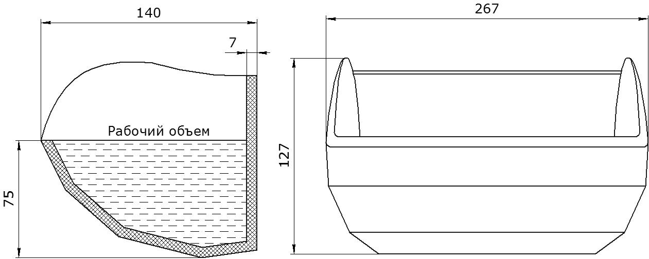 Ковш норийный полимерный CC-MAX 10x5 чертеж