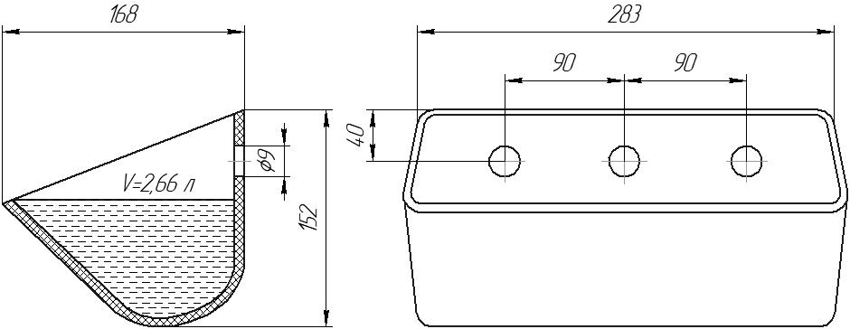 Ковш норийный полимерный DK 10х6 чертеж