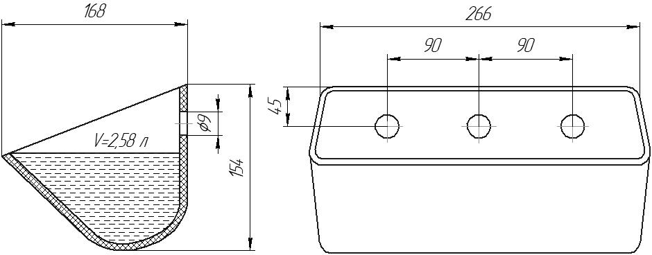 Ковш норийный полимерный D 10х6 чертеж