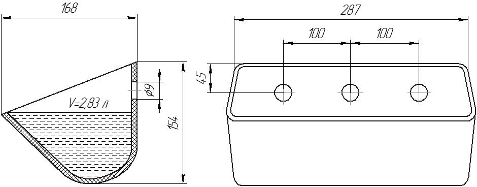 Ковш норийный полимерный D 11х6 чертеж