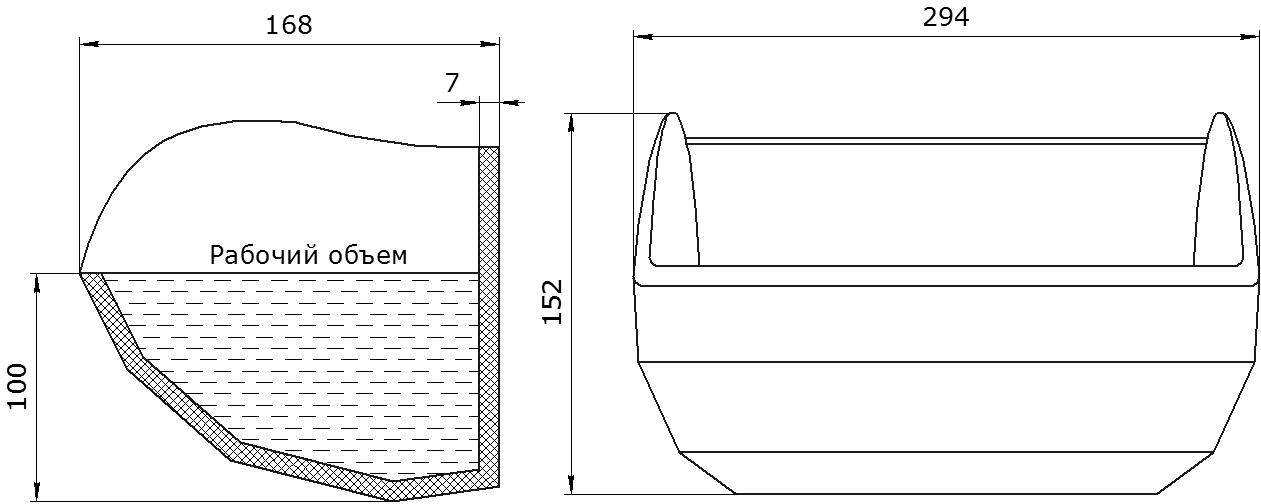 Ковш норийный полимерный CC-MAX 11x6 чертеж