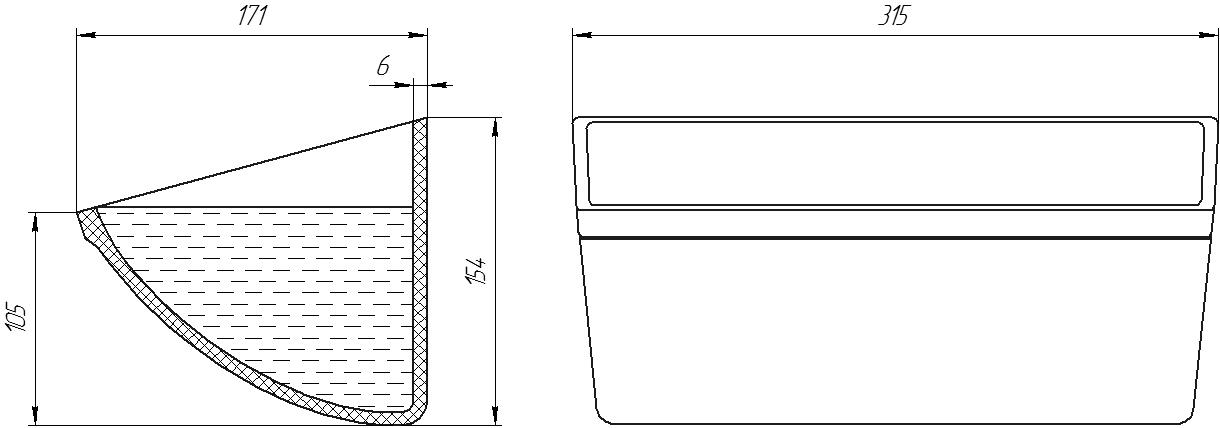 Ковш норийный полимерный CC-S 12x6 чертеж