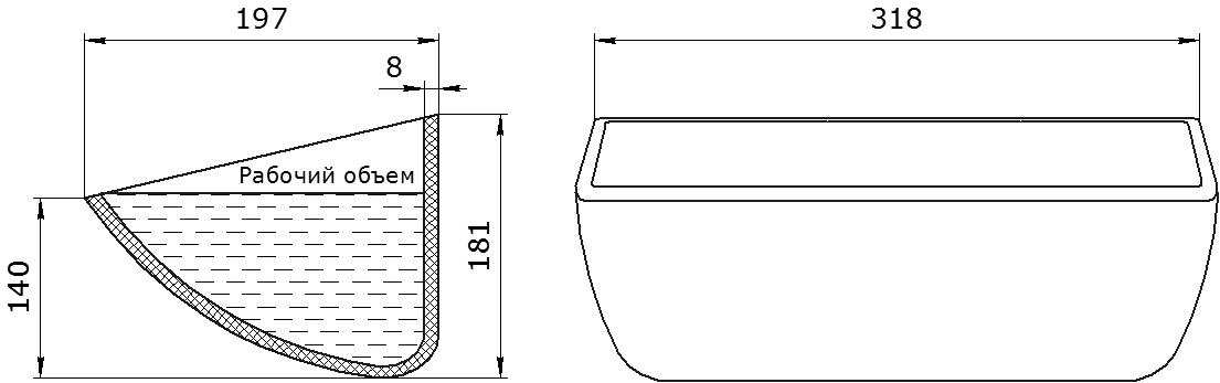 Ковш норийный полимерный HD-MAX 12x7 чертеж