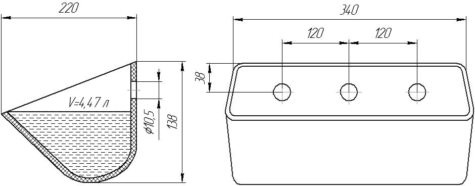 Ковш норийный полимерный EU 13х8 чертеж