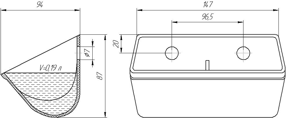 Ковш норийный полимерный DH-1409 чертеж