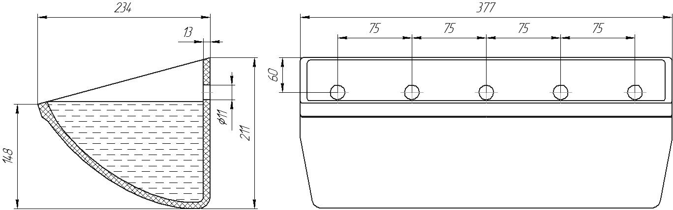 Ковш норийный полимерный JCC-S 14х8 чертеж