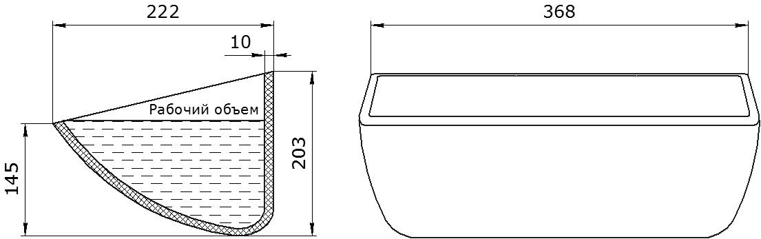 Ковш норийный полимерный HD-MAX 14x8 чертеж