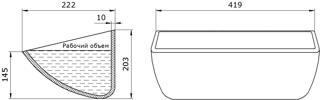 Ковш норийный полимерный HD-MAX 16x8 чертеж