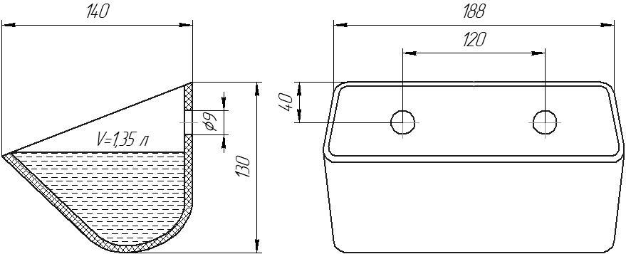 Ковш норийный полимерный D-1814 чертеж