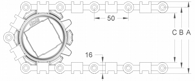 Модульная конвейерная лента S. 50-300 чертеж