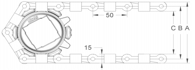 Модульная конвейерная лента S. 50-606 чертеж
