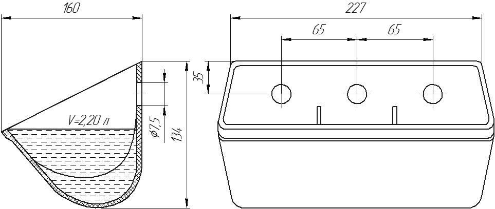 Ковш норийный полимерный DH-2216 чертеж