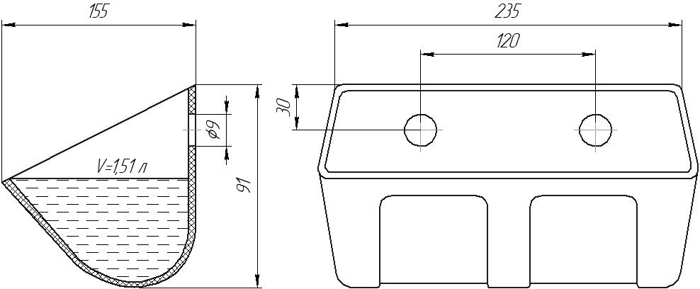 Ковш норийный полимерный S-2315 чертеж