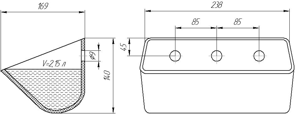 Ковш норийный полимерный DK-2316 чертеж