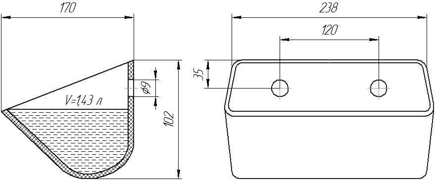 Ковш норийный полимерный SK-2816 чертеж