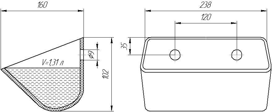 Ковш норийный полимерный DQ-2316 чертеж