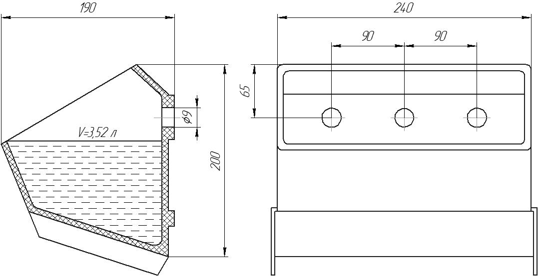 Ковш норийный полимерный DM-2419 чертеж