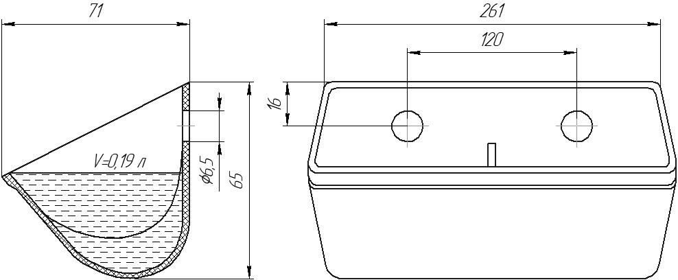 Ковш норийный полимерный DH-2507 чертеж