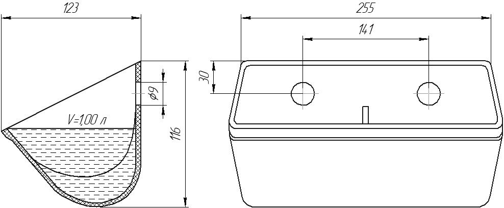 Ковш норийный полимерный DH-2512 чертеж