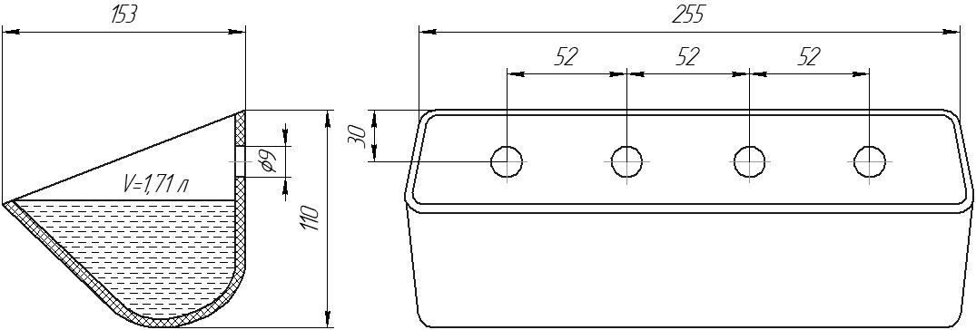 Ковш норийный полимерный D-2515 чертеж
