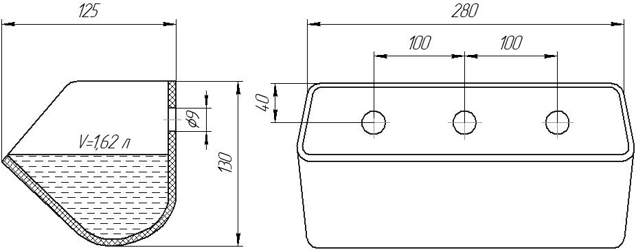 Ковш норийный полимерный DS-2812 чертеж
