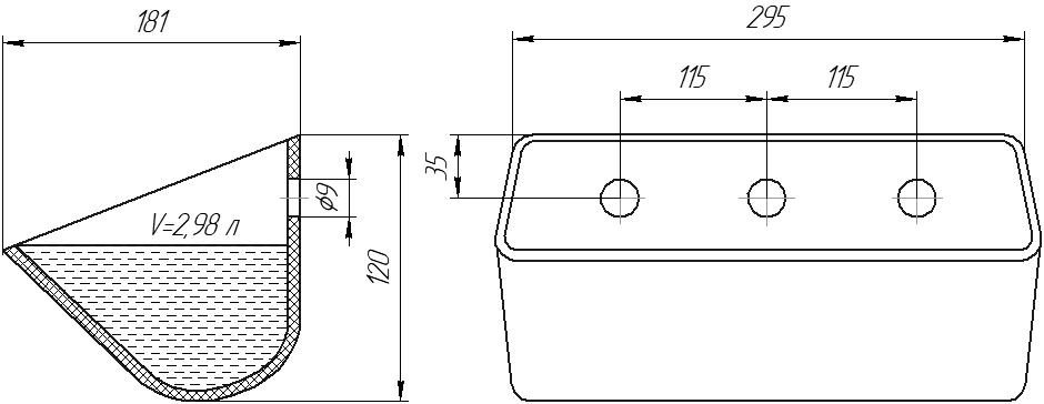 Ковш норийный полимерный SK-2917 чертеж