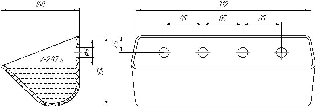 Ковш норийный полимерный D-3116 чертеж
