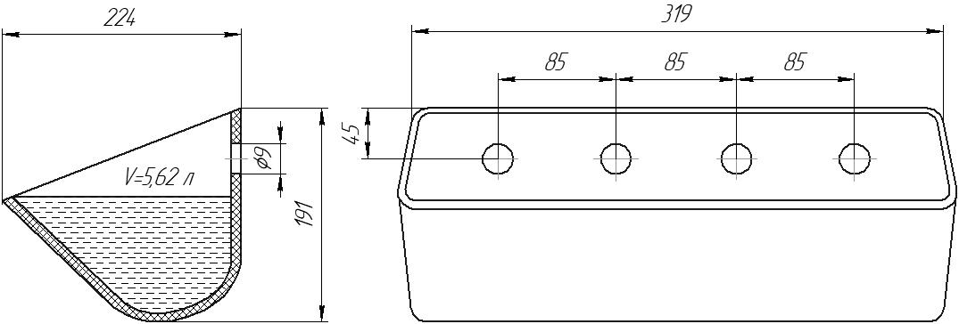Ковш норийный полимерный DK-3121 чертеж