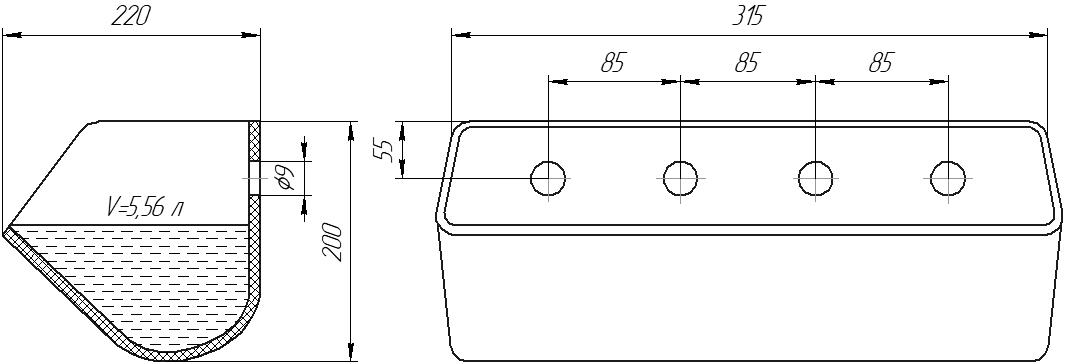 Ковш норийный полимерный DS-3121 чертеж