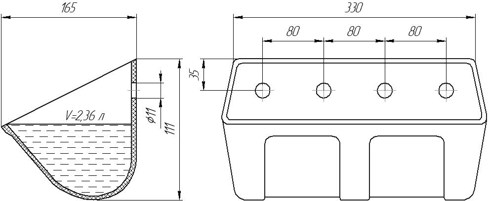 Ковш норийный полимерный S-3216 чертеж
